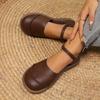 Plus Size Women's Summer New Arrival Flat Round-Toe Soft-Sole Covered-Toe Strappy Artistic Sandals