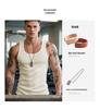 Vintage White Cotton Ribbed Tank Top for Men - Heavyweight Fitness Vest