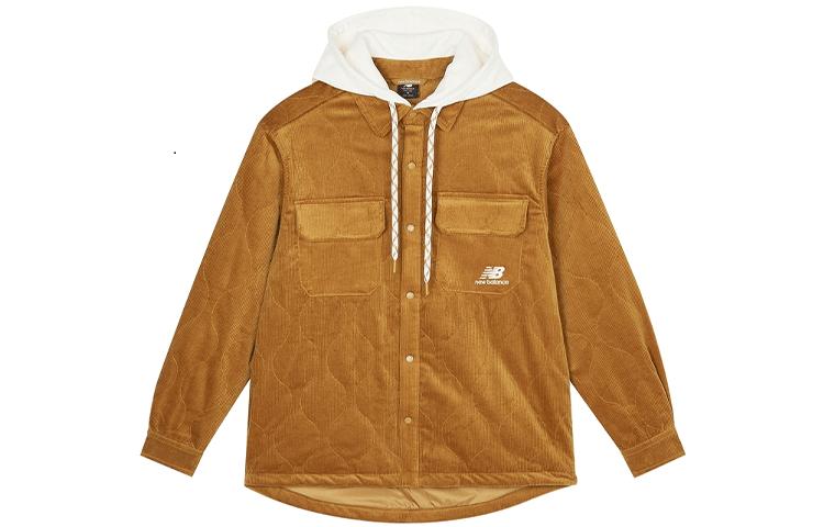 New Balance Puffer Jackets Men s Khaki Hooded Moderate Patchwork Puffer Jacket AMJ21352-INC XL