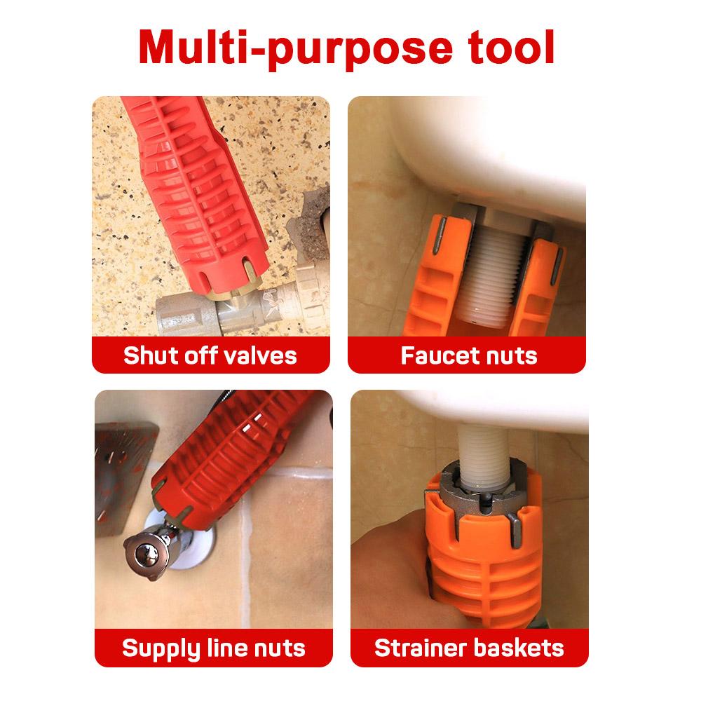 Sink Faucet Wrench Plumbing Repair Tool Handle Double Head Wrench Spanner Tool Installer Ratchet Wrench Set for Bathroom