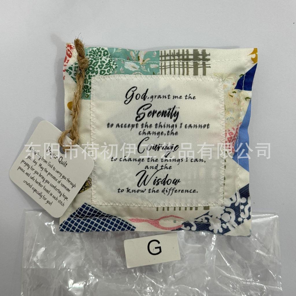 Nueva Bolsa de Tela Pequeña Creativa con Cruz y Palabras de Oración Colcha Colorida con Puntadas de Acolchado Colcha de Oración