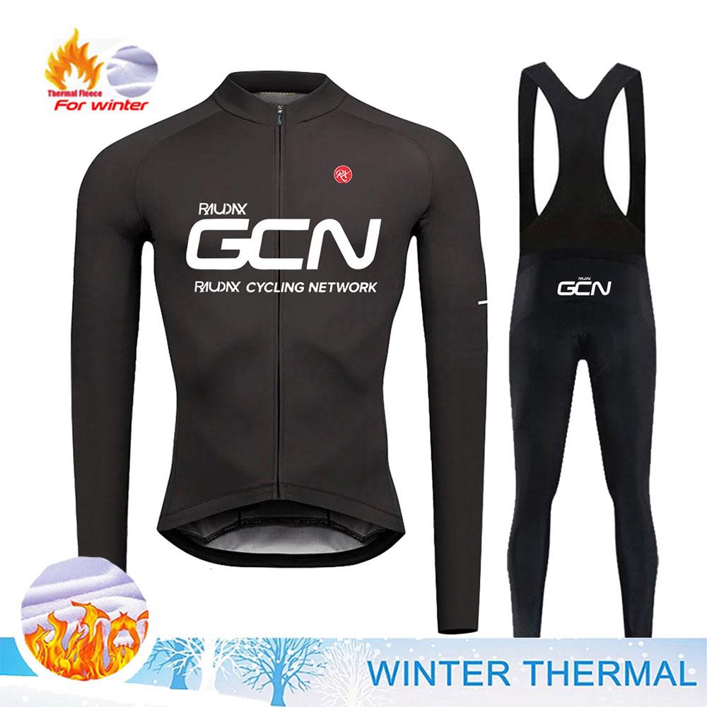 Bike Team 2026 Winter Long Sleeves Cycling Clothing Men's Thermal Fleece Cycling Jersey Set Moutain Road Bike Uniform