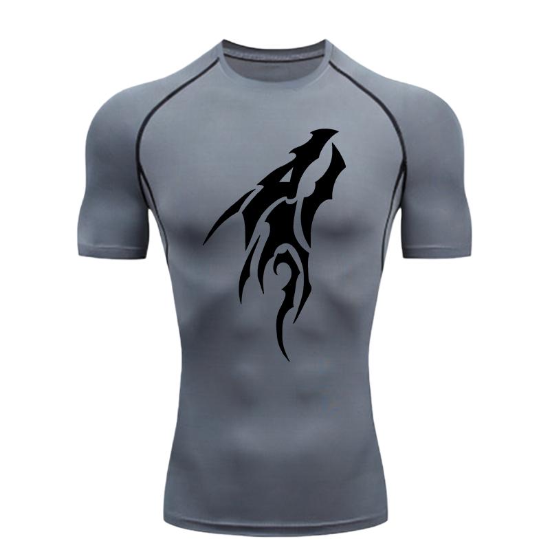 Dragon Pattern  Men s Sports T-shirt Training Fitness Compression Boxing T-shirt Men Gym Sportswear Clothing Fitness S