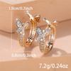 Charm Female White Crystal Stone Cute Butterfly Hoop Earrings Gold Color Simple Wedding Jewelry For Women