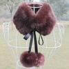 Women Scarf Thicken Super Soft Fluffy Windproof Solid Color Keep Warm with Hairball Winter Imitation Rabbit Fur False Collar Shawl for Outdoor