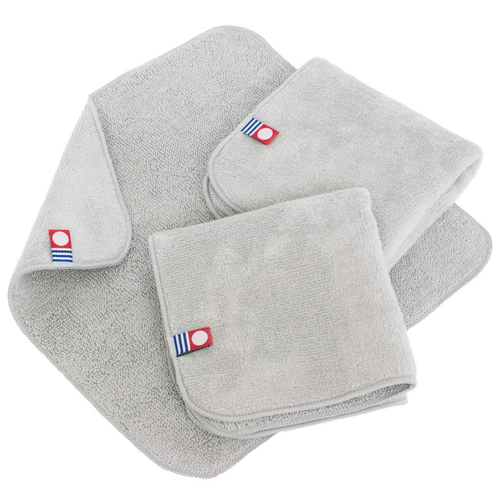 Bloom Imabari Towel Certified Hand Vigne Solid Made In for Men and Women Towels, 3-Piece Set, Handkerchief, Simple, Color, Compact, Japan, 100%