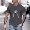 Cotton T-Shirt Short Sleeve Round Neck Men Skelleton 2d Print Tops