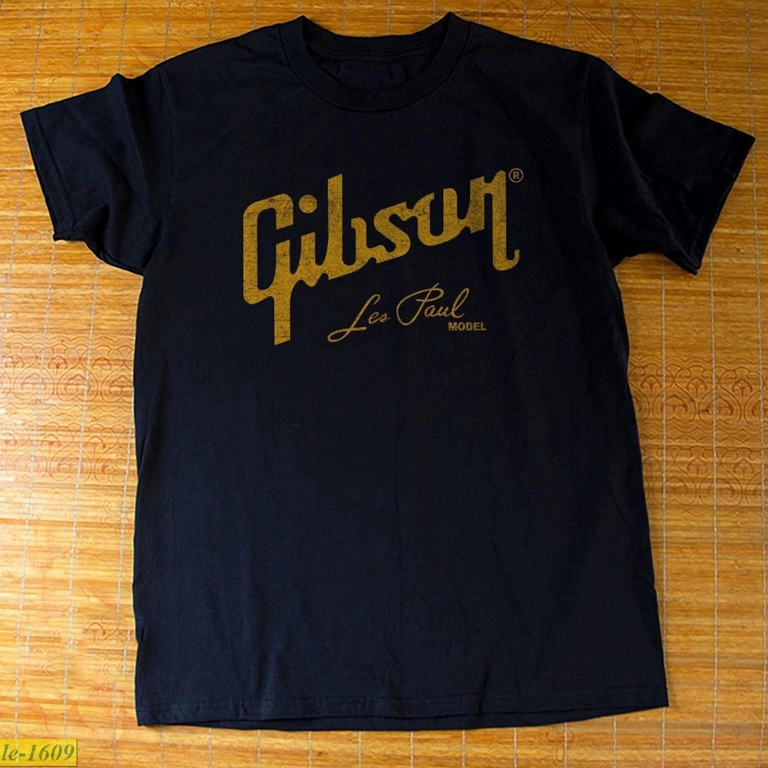 Hot! Gibson Les Paul Model Logo Heavy Cotton Black Unisex T-shirt S-5XL M