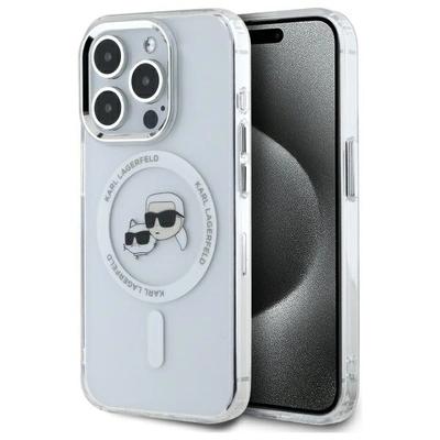 Karl Lagerfeld Klhmp15Lhlskch Iphone 15 Pro 6.1 Biały/White Hardcase Iml Metal Karl&Choupette Head Magsafe