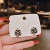 Retro Black Xiaoxiangfeng Stud Earrings Women's Fashion Elegance Temperament High-end Earrings Bow Love Versatile Earrings