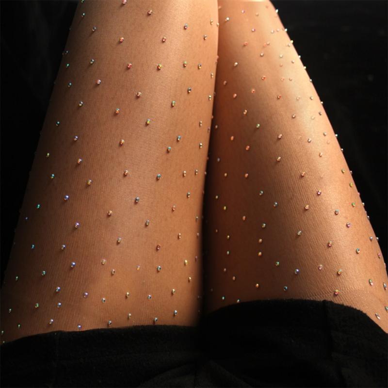 Womens Sparkles Rhinestone Tights, Sexy Sparkly Glitter Party Concert Outfit Crystal Mesh Stockings Tights