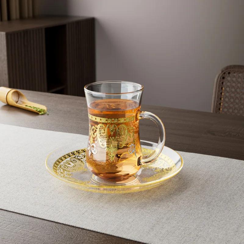 Relief Rétro avec Poignée Ménage Verre Haute Valeur Tasse à Baijiu Tasse à Boisson Tasse à Café Résistante à la Chaleur Tasses à Thé