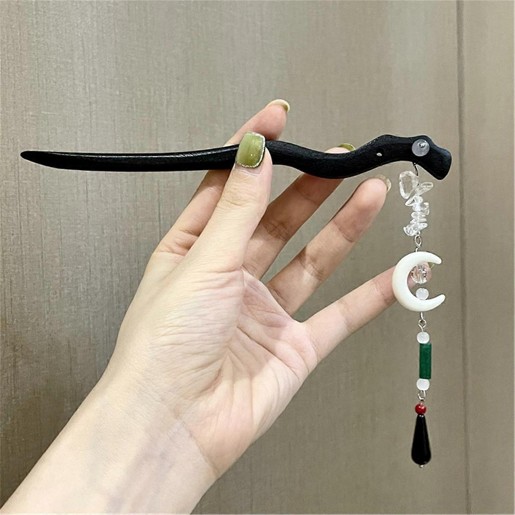 Hanfu Tassel Hairpins For Updos Chinese Hair Sticks Wood With Tassel Vintage Hanfu Chinese Ancient Drama Hair Stick Silver