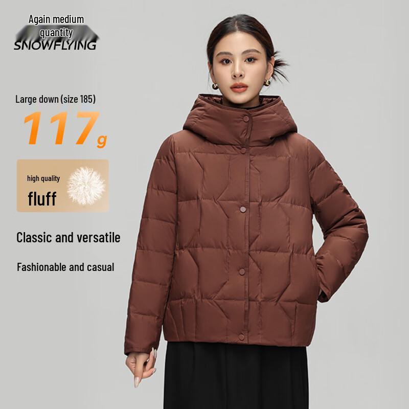 XueZhongFei Damen Klassische Mittellange Daunenjacke mit Kapuze