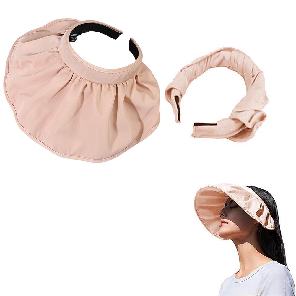 2 In 1 Foldable Sun Hat Sunscreen Anti UV Hair Hoop Sun Visor Summer Beach Hats for Women Girls