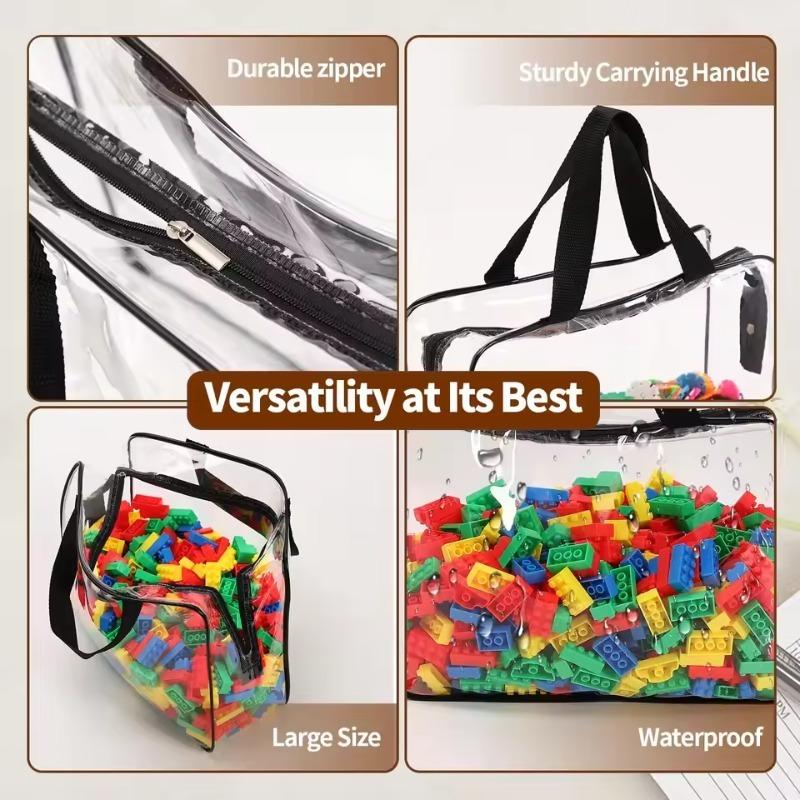 Transparent PVC Storage Bags Reusable Large Toy Building Blocks Travel Cosmetics Craft Supply Handbag Container with Zipper