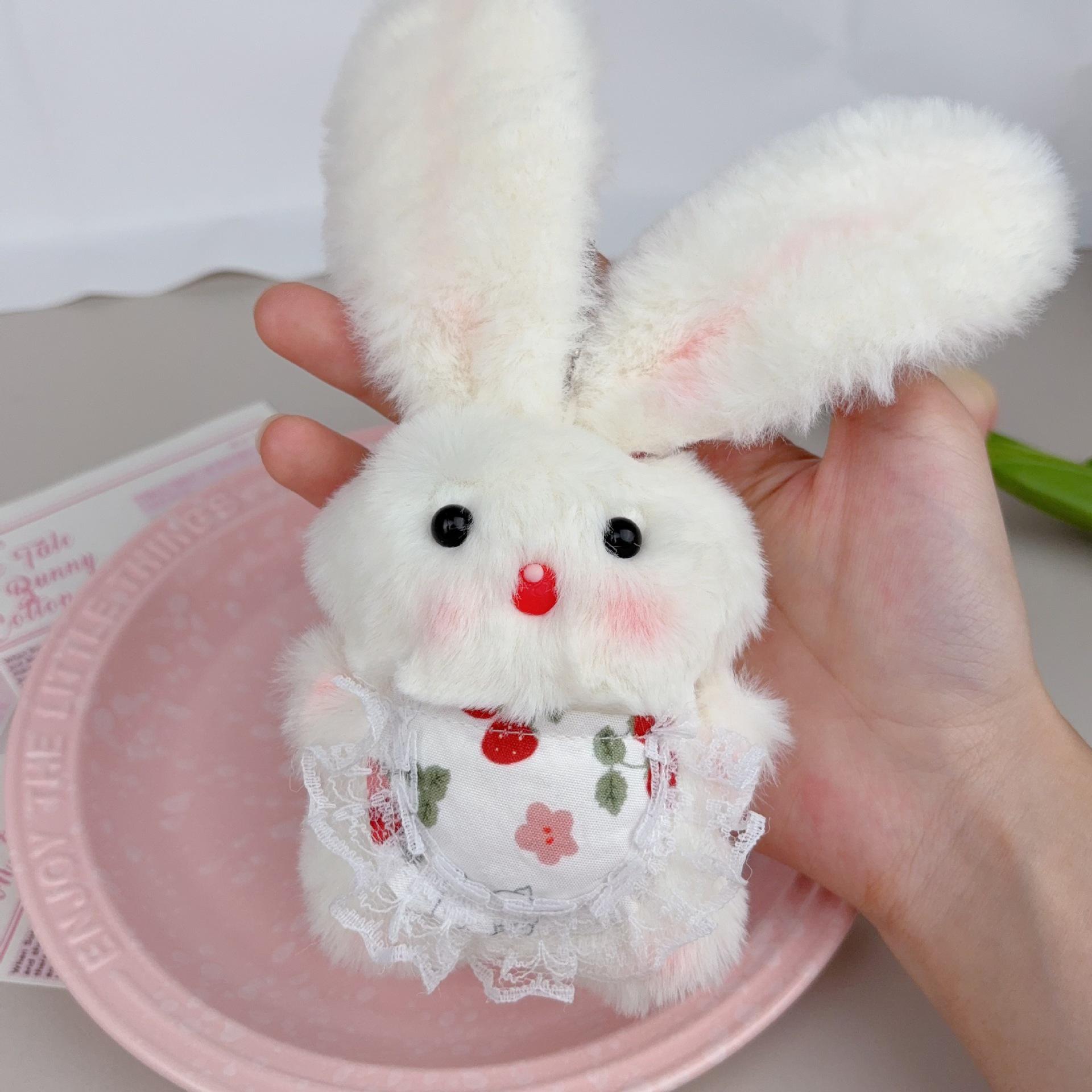 

Long-Eared Rabbit Plush Keychain with Squeaker