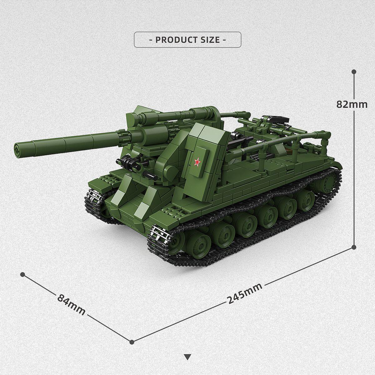 Full Crown Soviet Army S-51 Self-Propelled Artillery Tank Building Puzzle Toy Gift 300030