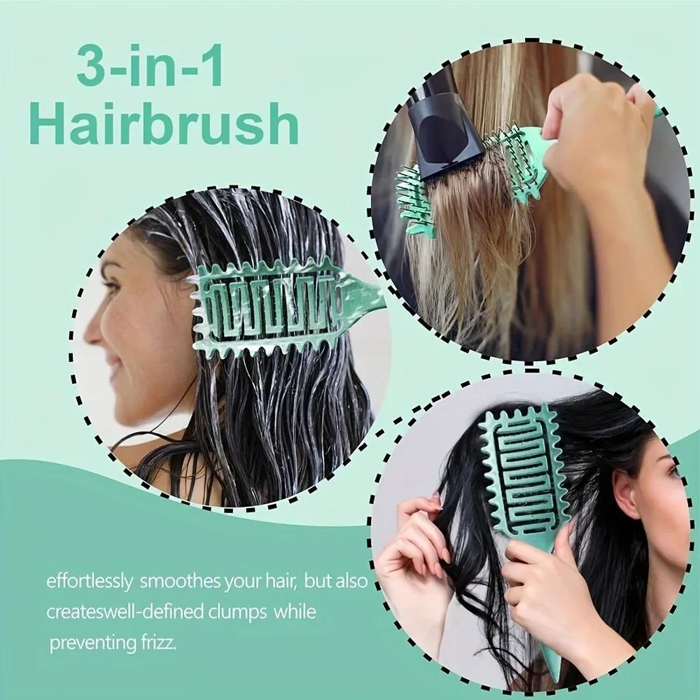 Rosa Lockenbürste Hohlraum Lockendefinierende Stylingbürste Bartkamm Styling Entwirrbürste Mehrzweck-Haushaltstyling-Werkzeuge