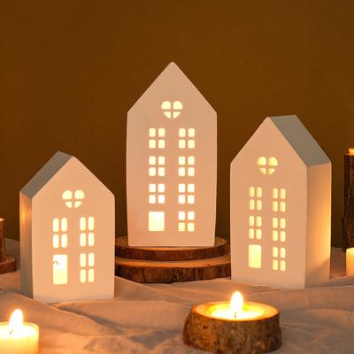 1ks domácí svícen Silikonová forma DIY Ručně vyráběné okenní domky Sádra Beton Pryskyřice Svícen Řemeslné odlévací formy Domácí dekorace