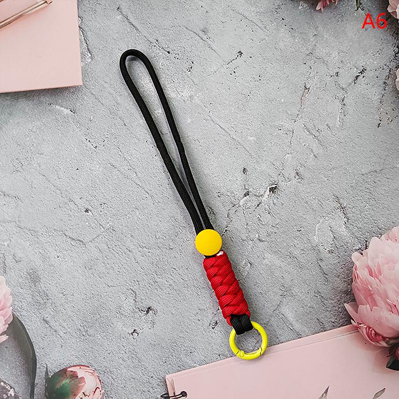 1Pc Color Combination Knot Mobile Lanyard Creative Short Braided Lanyard Mobile Phone Case Key Ring Can Be Detachable Anti-Loss