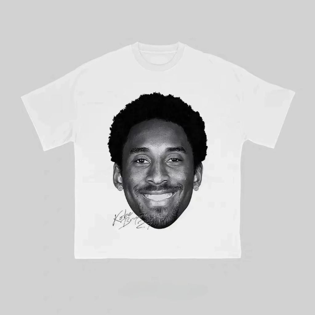 Kobe Bryant Portrait T-Shirt, Black & White Signature Graphic Tee, Basketball Legend Merch, Soft Unisex Casual Top, Ideal Gift for Fans