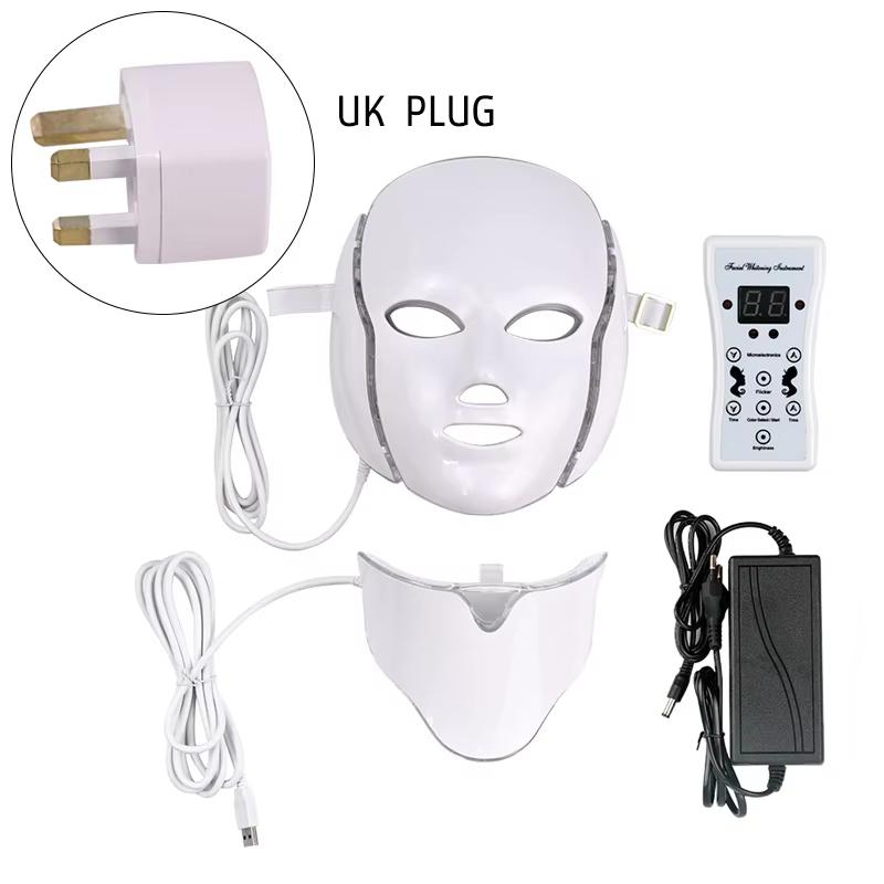 7 Colors LED Facial & Neck Mask - Skin Rejuvenation, Anti-Acne, Whitening, Shrink Pores - For Salon/SPA/Home Use
