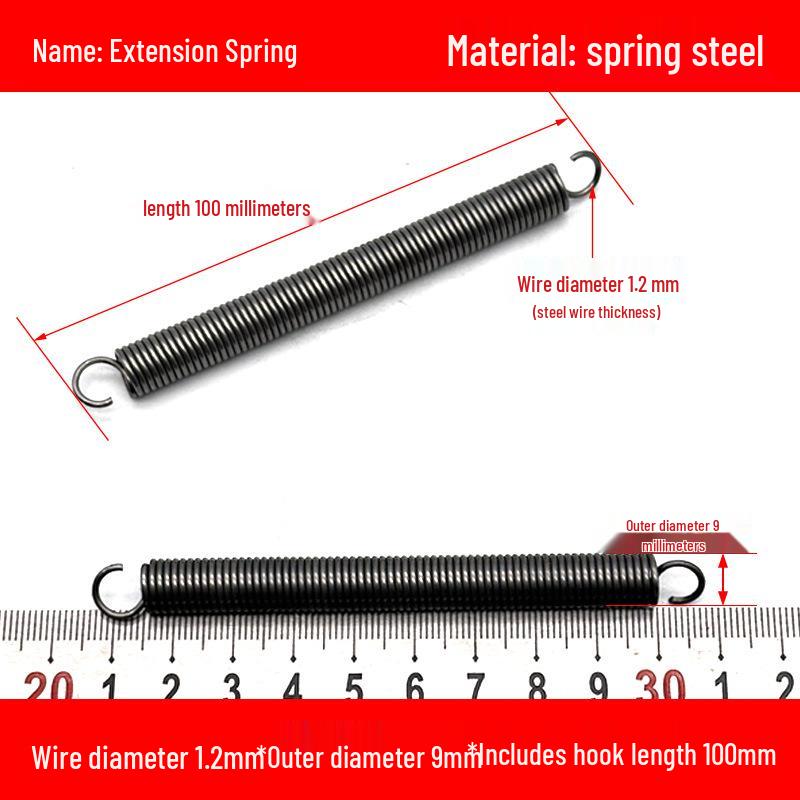 1.2mm Wire Extension Spring with Hook - Soft Tensile Force Spring Accessory
