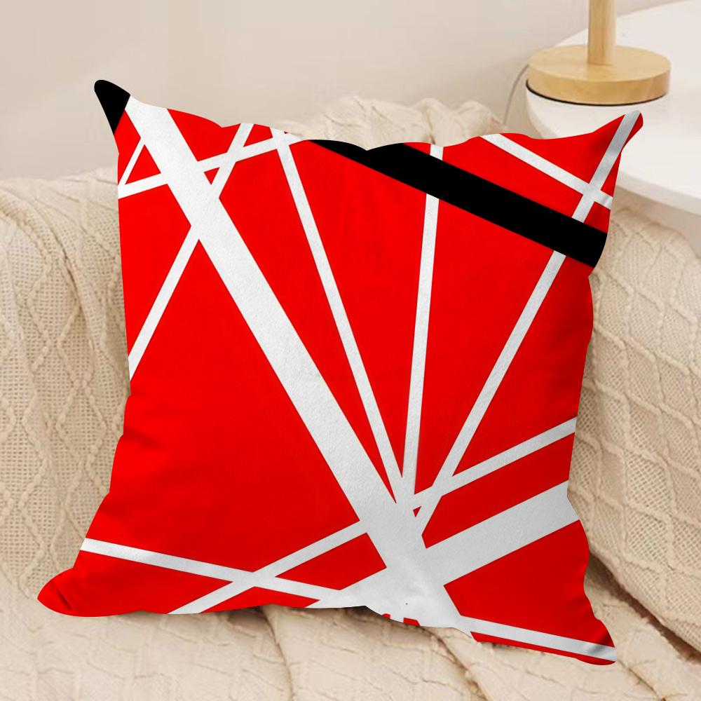 EEddie Van HHalen Guitar Cushion Cover Silky Short Plush Invisible Zipper Dustproof Sofa Pillow Case For Home Decor