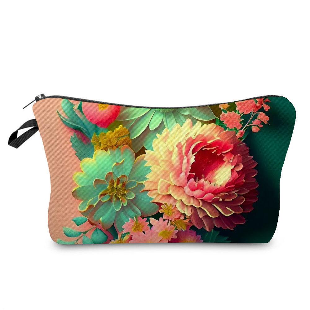 Women Flower Print Cosmetic Bag Toiletries Organize Travel Storage Case  6394 CLE