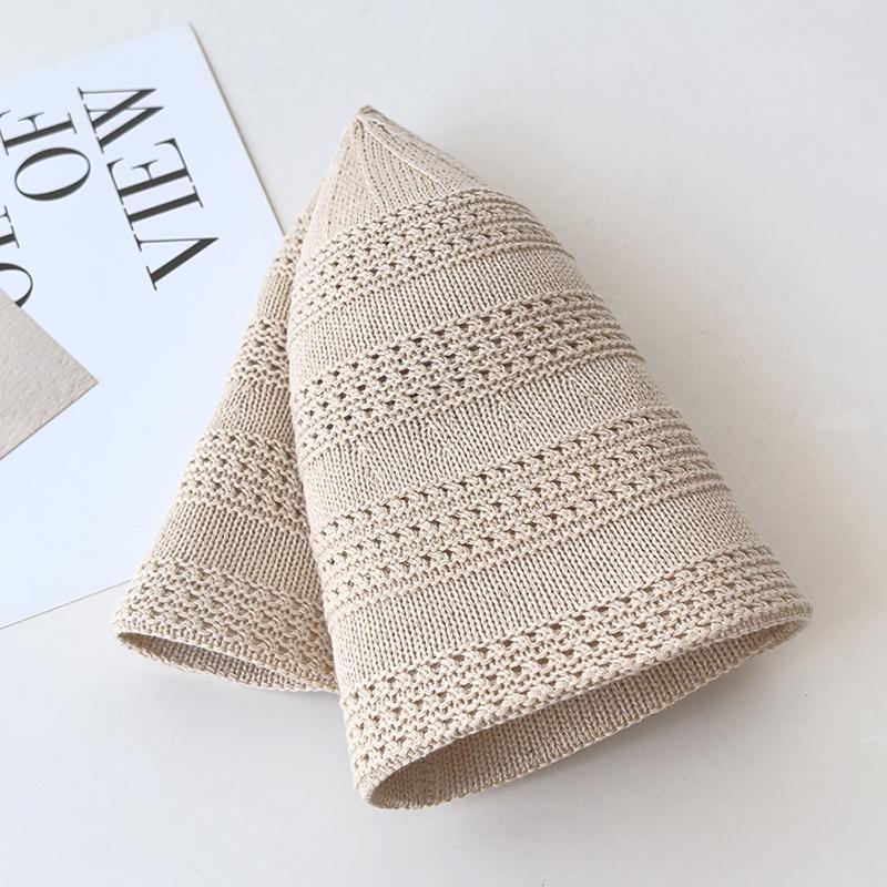 New knitted hollow breathable bucket hat women's foldable basin hat spring and autumn plain hat bucket hat shows small face