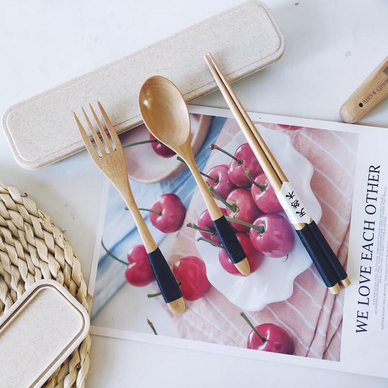 Ruhan Creative Wooden Spoon & Fork Set with Storage Box