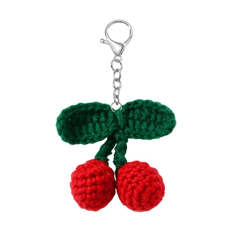 Handmade Crochet Keychain Chocolate Strawberry Cherry Designs Soft Stylish Accessory For Bags And Keys