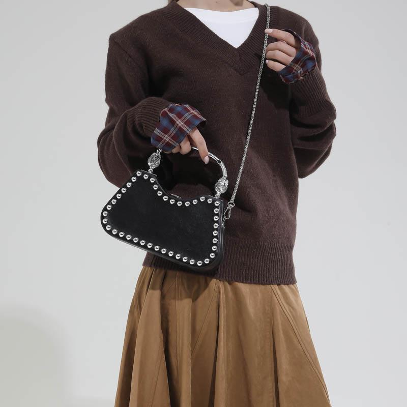 Designer Retro Diamd Clutch Purse for Women PU Leather Crossbody Bag with Chain Metal Handle Fashi Accessory for Party