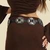 Vintage Street Style Hollow Round Ring Pu Leather Belt For Women Fashion Accessory