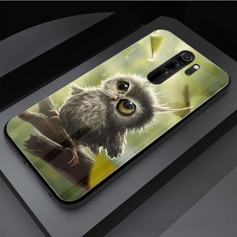Owl Tempered Glass Phone Case For Redmi Note 5 6 7 8 Pro Note8T Note9S Redmi8 9 Cover Shell