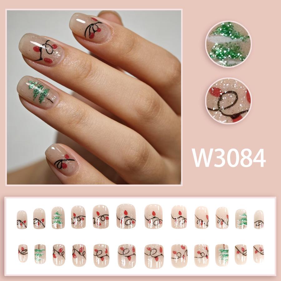 Festive Christmas Tree Nail Art Stickers: 24 Removable and Wearable Colored Light Designs