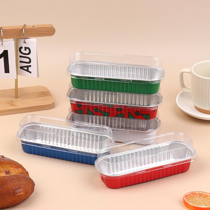 10Pcs Mini Loaf Baking Pans With Lids Rectangle Aluminum Foil Baking Box Cake Pan Muffin Liners Cups Baking Tray Bakeware