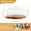 Wooden Cake Stand Round Wood Cake Plate with Acrylic Lids Decorative Cake Holder Multi-functional Dessert Platter for Birthdays