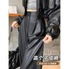 Women's High Waist PU Leather Wide Leg Pants Casual Loose Fit Trousers
