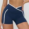 Color-Block Yoga-Shorts mit überkreuztem Bund - Hüfthebende Passform für Laufen & Fitness