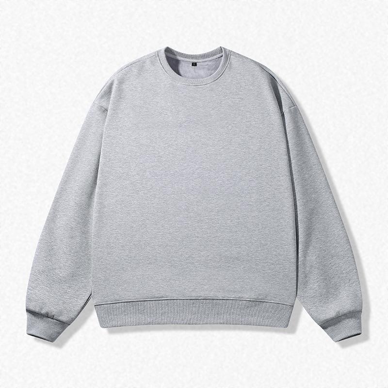 Pure Cotton Round Neck Sweatshirt for Men and Women Solid Color Loose Large Size Casual Sports Jacket Sweatshirt Couples Top Long Sleeve T-shirt