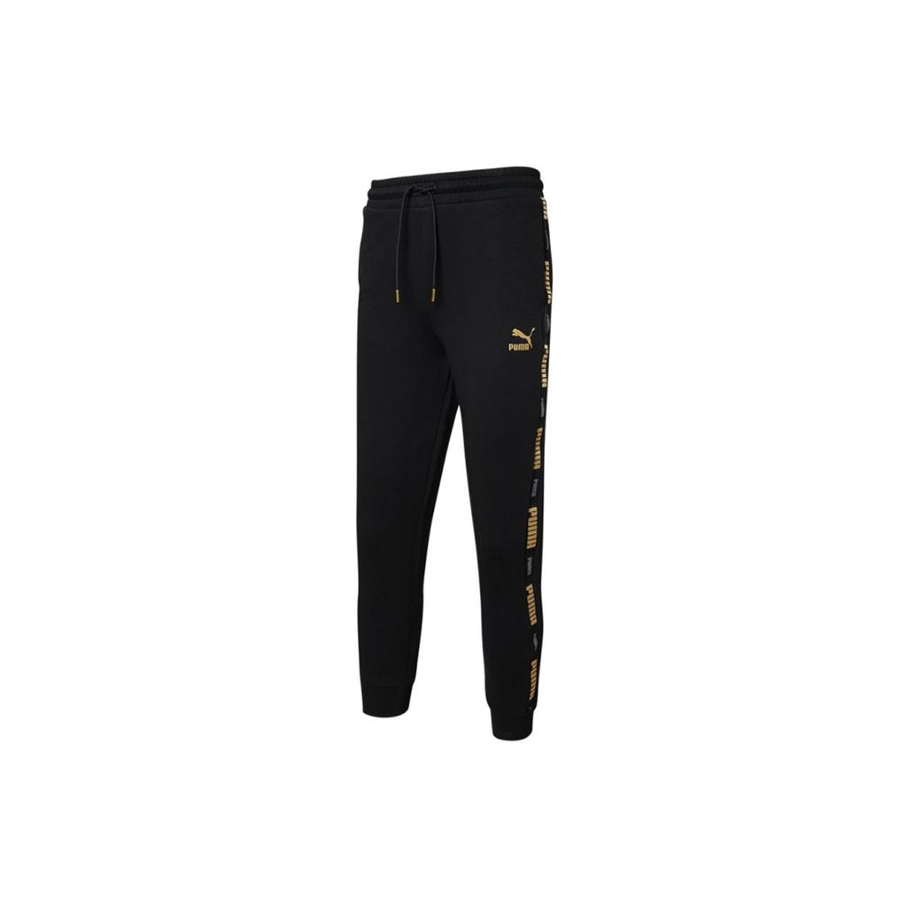 Puma Luxe Side-Striped Sweatpants Long Mid-Waist Tapered Knit Sports Pants Men Bottoms Black 534966-01