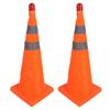 2 Set Traffic Cones Foldable 360 Degrees  Reflective Strips Road Safety Cones with Warning Light 70CM