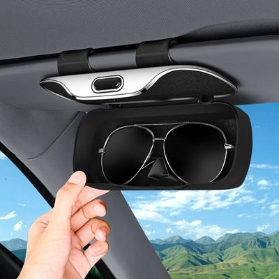 Multifunction Car Glasses Box Portable Car Sunglasses Holder Car Driving Glasses Holder Eyeglass Case Sun Visor