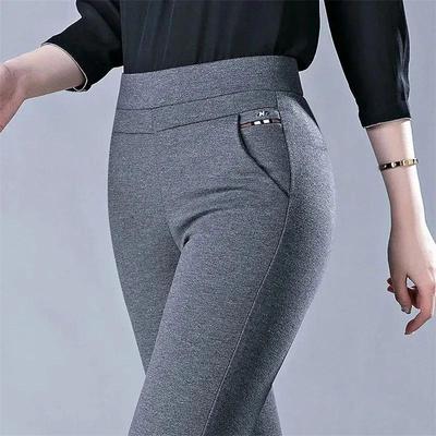 Spring and Autumn Women's High-Waisted Casual Elastic Pants, Slim-Fitting Pants for Middle-Aged and Elderly Women, Fashionable Pencil Pants