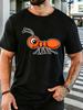 Unisex Crew Neck Tee Lovely Cartoon Orange Ant Print Short Sleeve Top Summer Daily Outdoor Loose Soft Casual Basic Street Wear