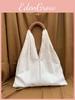 Vintage Chic Canvas Tote Bag In Solid Color For Women Urban Minimalist Style