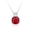 Light Luxury Red Corundum Pendant Necklace Fashion Dinner Cultivation Synthetic Ruby Set Color Treasure Earrings Ab Ring