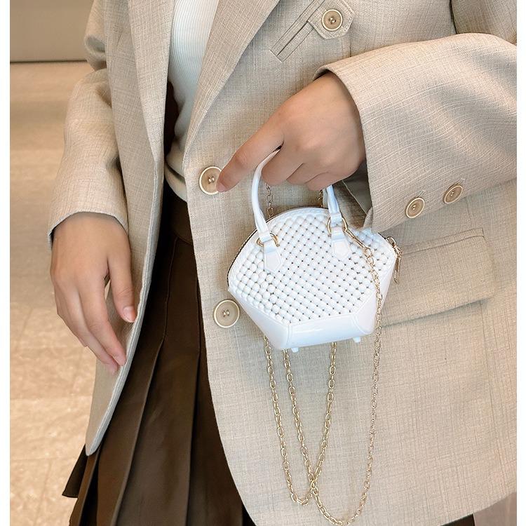 Sommer Mode Damen Crossbody Jelly Tasche mit Kette und Perlmutt Muschel Design